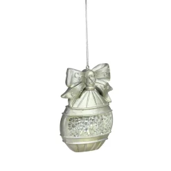 New 4" Metallic Silver Mosaic Glass Disk Christmas Ornament Disk Ornaments