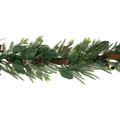 Clearance 6' Mixed Foliage with Pine Cones and Berries Christmas Garland, Unlit Unlit