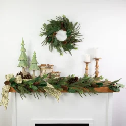 Clearance 6' Mixed Foliage with Pine Cones and Berries Christmas Garland, Unlit Unlit