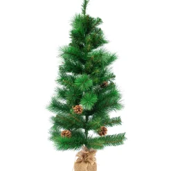 Hot 39" Mixed Pine and Pine Cones Artificial Christmas Tree in Jute Base Unlit