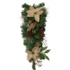 Hot 28" Mixed Pine Berry and Poinsettia Artificial Christmas Teardrop Swag - Unlit Unlit Swags
