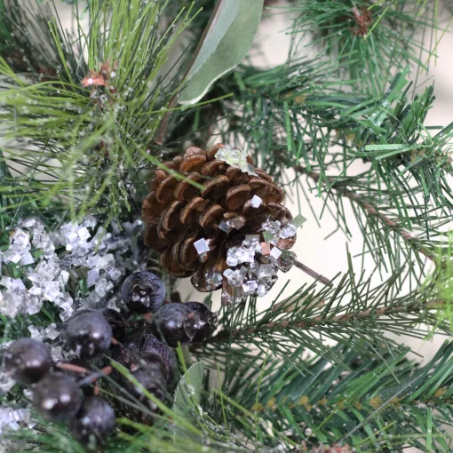 Hot 24" Mixed Pine with Blueberries Pine Cones and Ice Twigs Artificial Christmas Wreath - Unlit Unlit