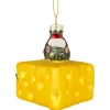 Discount 3.25" Mouse with Cheese Glass Christmas Ornament Animals