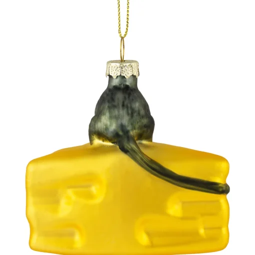 Discount 3.25" Mouse with Cheese Glass Christmas Ornament Animals