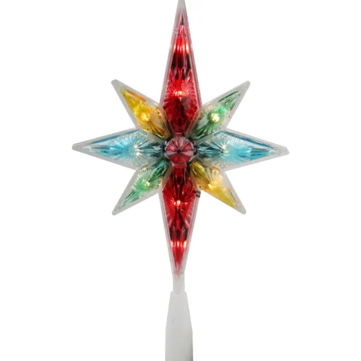 Online 10.75" Multi Colored Faceted Star of Bethlehem Christmas Tree Topper- Clear Lights Stars