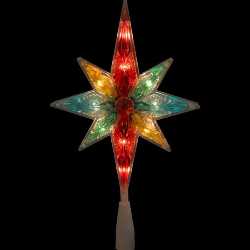 Online 10.75" Multi Colored Faceted Star of Bethlehem Christmas Tree Topper- Clear Lights Stars