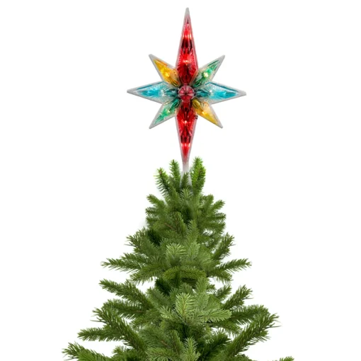 Online 10.75" Multi Colored Faceted Star of Bethlehem Christmas Tree Topper- Clear Lights Stars