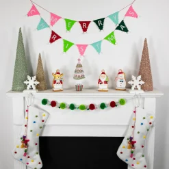 Discount 45" Multi "Merry Christmas" Triangles Banner Garland - Unlit Pre Decorated