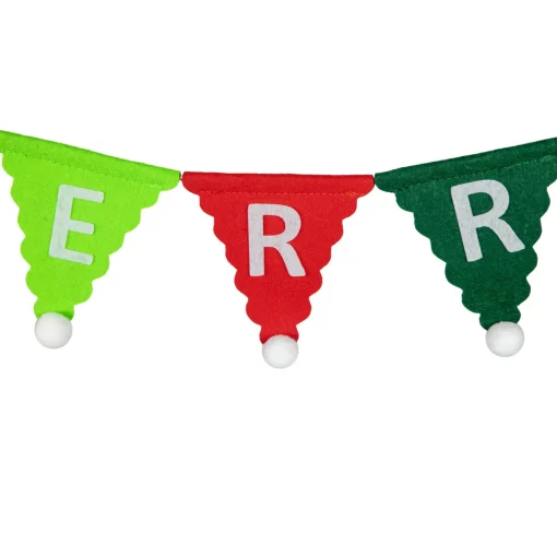 Discount 45" Multi "Merry Christmas" Triangles Banner Garland - Unlit Pre Decorated