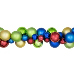 Best 6' Multi-Color 2-Finish Shatterproof Ball Christmas Garland Pre Decorated