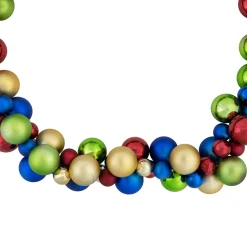Best 6' Multi-Color 2-Finish Shatterproof Ball Christmas Garland Pre Decorated