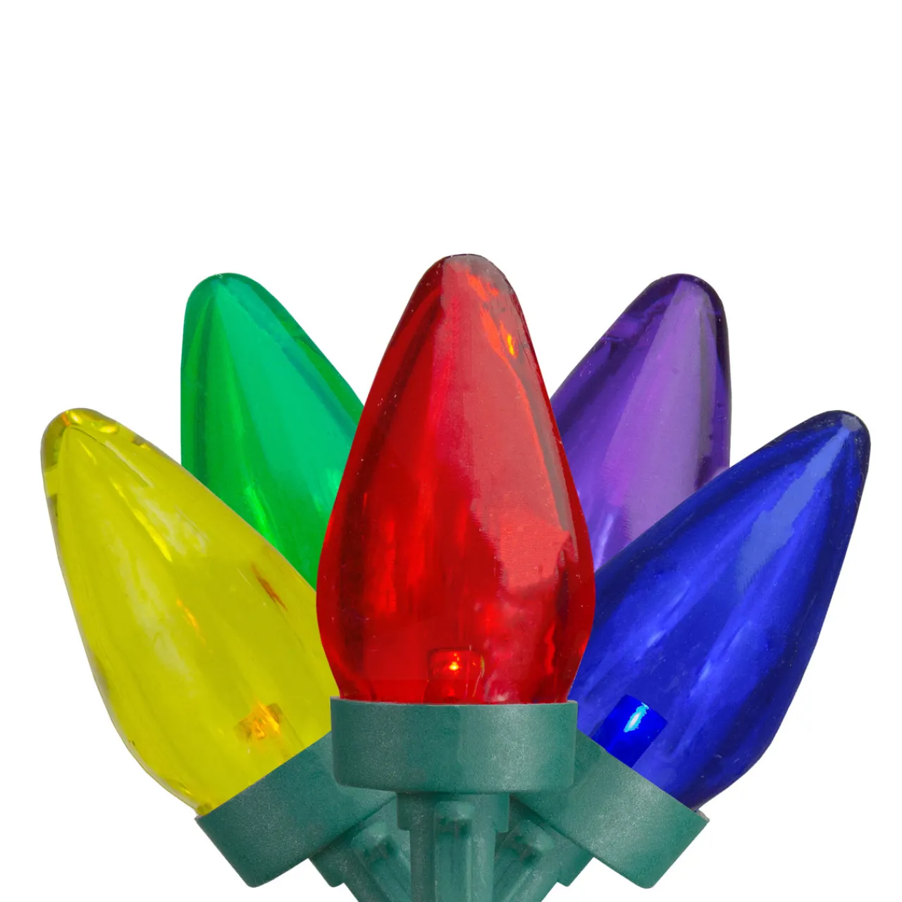 Clearance 50 Multi-Color LED C7 Mini Christmas Lights, 20.25 ft Green Wire C7 & C9 Lights