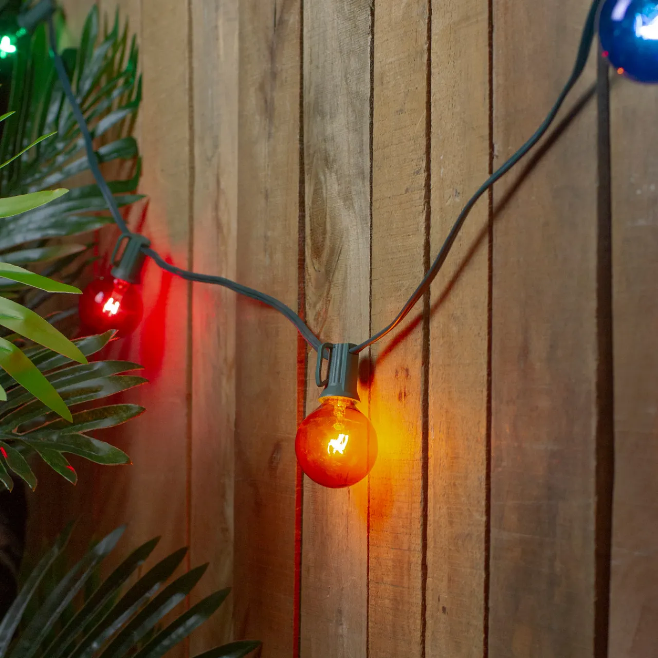 Discount 10 Multi-Color Transparent G40 Globe Christmas Lights - 9' Green Wire Globes