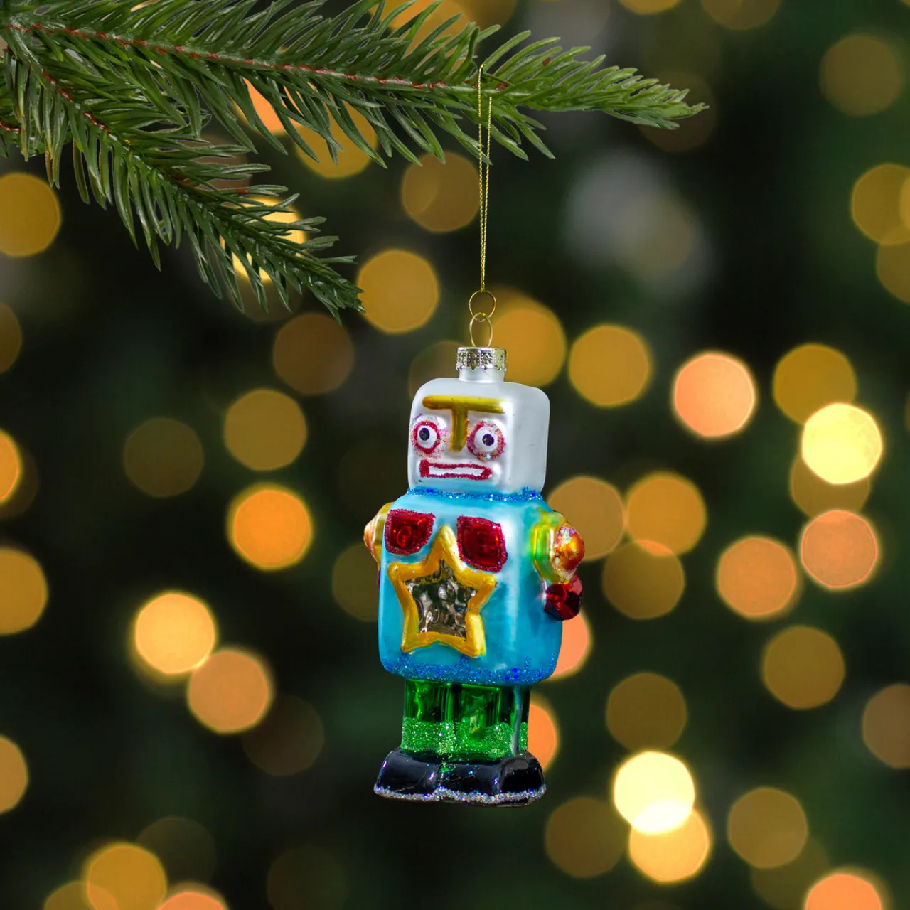 Outlet 4.75" Multi-Colored Glass Robot Christmas Ornament Fantasy & Sci-Fi