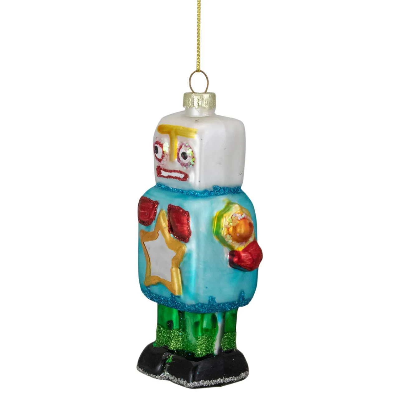 Outlet 4.75" Multi-Colored Glass Robot Christmas Ornament Fantasy & Sci-Fi