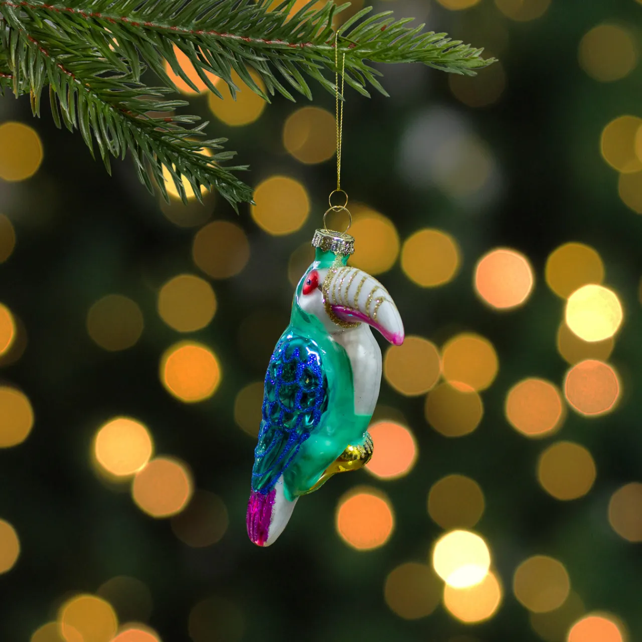 Best 4.75" Multi-Colored Glass Toucan Christmas Ornament Animals
