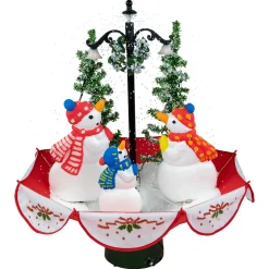 Discount 30" Musical Lighted Snowing Snowman Family in Umbrella Base Christmas Decoration Snowing