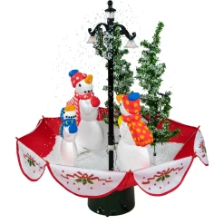 Discount 30" Musical Lighted Snowing Snowman Family in Umbrella Base Christmas Decoration Snowing