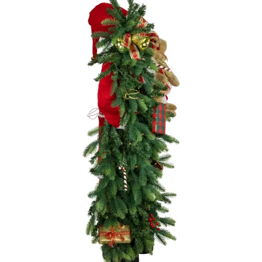 48" Musical Santa Claus with Lighted Christmas Tree and Teddy Bear Standing Christmas Figure Santa Claus