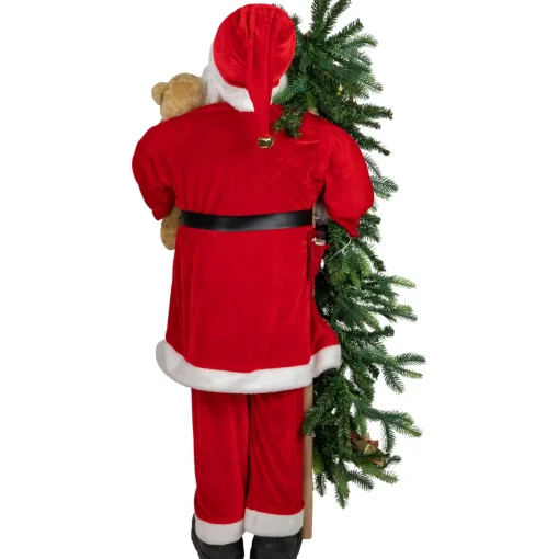 48" Musical Santa Claus with Lighted Christmas Tree and Teddy Bear Standing Christmas Figure Santa Claus