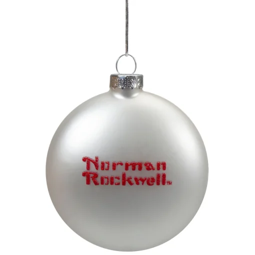 Online 3" Norman Rockwell 'Bringing Home The Tree' Glass Christmas Disc Ornament Disk Ornaments