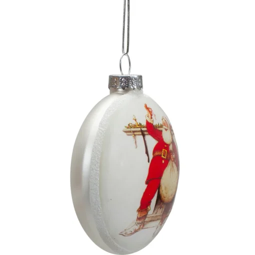 Sale 3" Norman Rockwell 'Filling The Stockings' Glass Christmas Disc Ornament Disk Ornaments