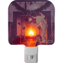 Outlet 6" Norman Rockwell 'Is He Coming' Glass Christmas Night Light Night Lights