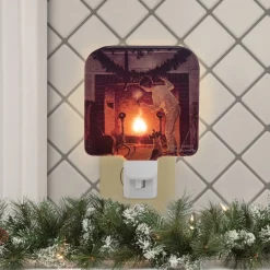 Outlet 6" Norman Rockwell 'Is He Coming' Glass Christmas Night Light Night Lights