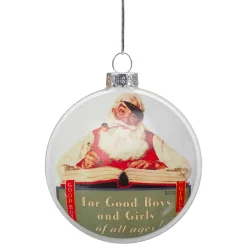 Clearance 3" Norman Rockwell 'No Christmas Problem Now' Glass Disc Ornament Disk Ornaments