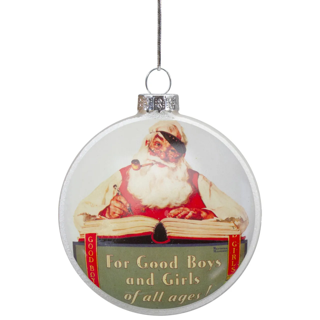 Clearance 3" Norman Rockwell 'No Christmas Problem Now' Glass Disc Ornament Disk Ornaments