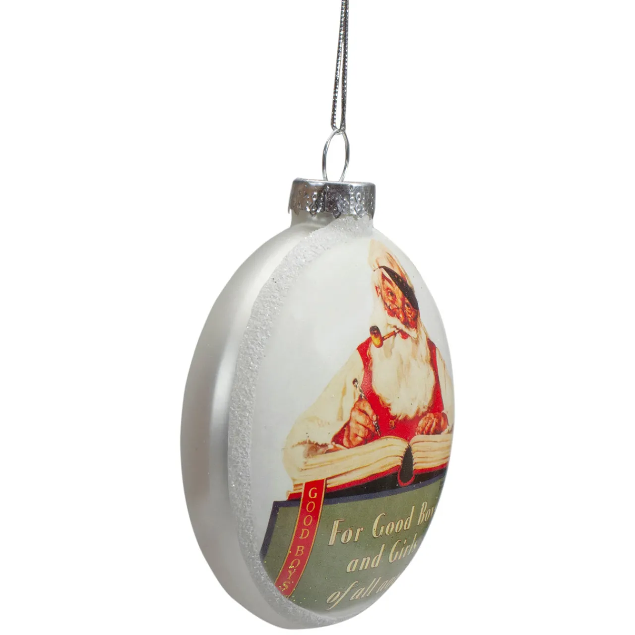 Clearance 3" Norman Rockwell 'No Christmas Problem Now' Glass Disc Ornament Disk Ornaments