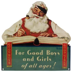 Clearance 12.5" Norman Rockwell 'No Christmas Problem Now' Tin Wall Art Door