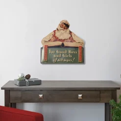 Clearance 12.5" Norman Rockwell 'No Christmas Problem Now' Tin Wall Art Door