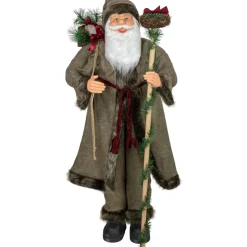 Sale 48" Olive Green Santa Claus with Gift Bag Standing Christmas Figure Santa Claus