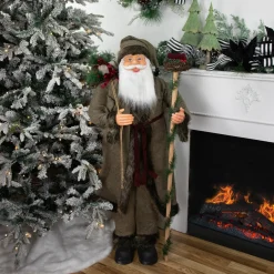 Sale 48" Olive Green Santa Claus with Gift Bag Standing Christmas Figure Santa Claus