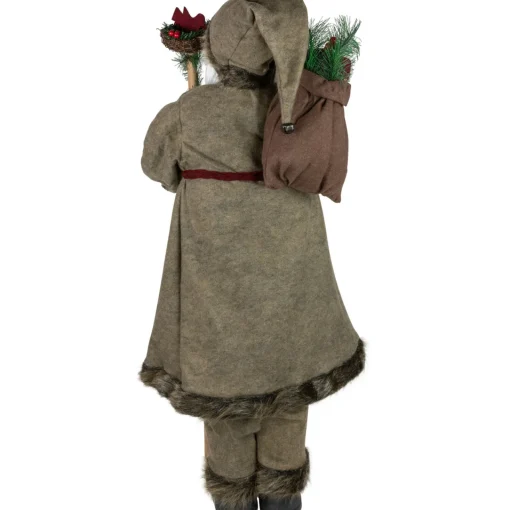 Sale 48" Olive Green Santa Claus with Gift Bag Standing Christmas Figure Santa Claus