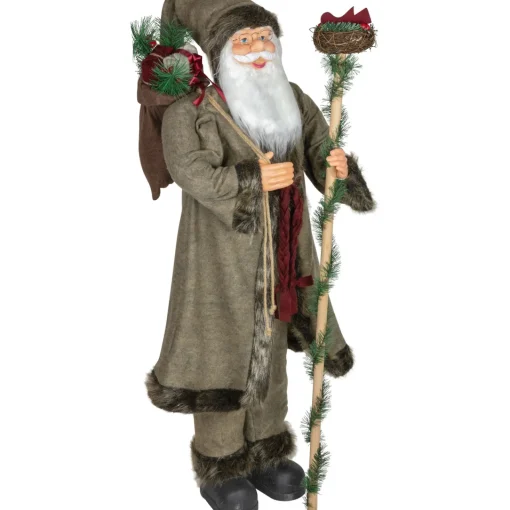 Sale 48" Olive Green Santa Claus with Gift Bag Standing Christmas Figure Santa Claus