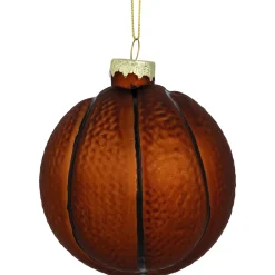 Outlet 3.5" Orange and Black Basketball Glass Christmas Hanging Ornament Sports