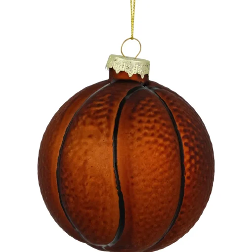 Outlet 3.5" Orange and Black Basketball Glass Christmas Hanging Ornament Sports