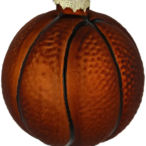 Outlet 3.5" Orange and Black Basketball Glass Christmas Hanging Ornament Sports
