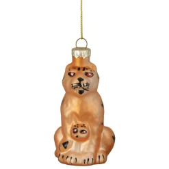 Clearance 3" Orange and Black Glass Leopard Christmas Ornament Animals