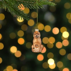 Clearance 3" Orange and Black Glass Leopard Christmas Ornament Animals