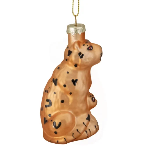Clearance 3" Orange and Black Glass Leopard Christmas Ornament Animals