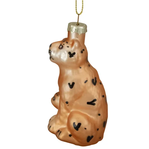Clearance 3" Orange and Black Glass Leopard Christmas Ornament Animals