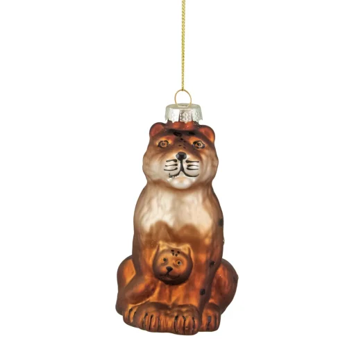 Hot 4" Orange and Black Glass Lion Christmas Ornament Animals