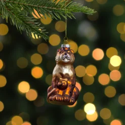 Hot 4" Orange and Black Glass Lion Christmas Ornament Animals