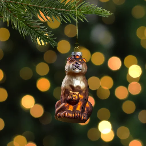 Hot 4" Orange and Black Glass Lion Christmas Ornament Animals