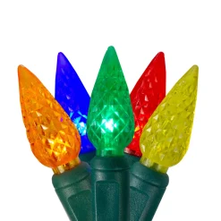 Sale 70 Orange and Green LED Facet C6 Twinkling Christmas Lights - 23.5 ft Green Wire C5 & C6 Lights