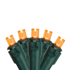Sale 50 Orange LED Wide Angle Christmas Lights - 16.25 ft Green Wire Led