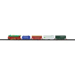 21 Pc Green and Red Battery Operated Lighted and Animated Classic Train Set Trains
